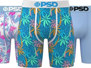 PSD Underwear Mens Boxer Briefs - Tropical Standard Length Pack & Singles Soft Breathable Boxer Briefs for Men