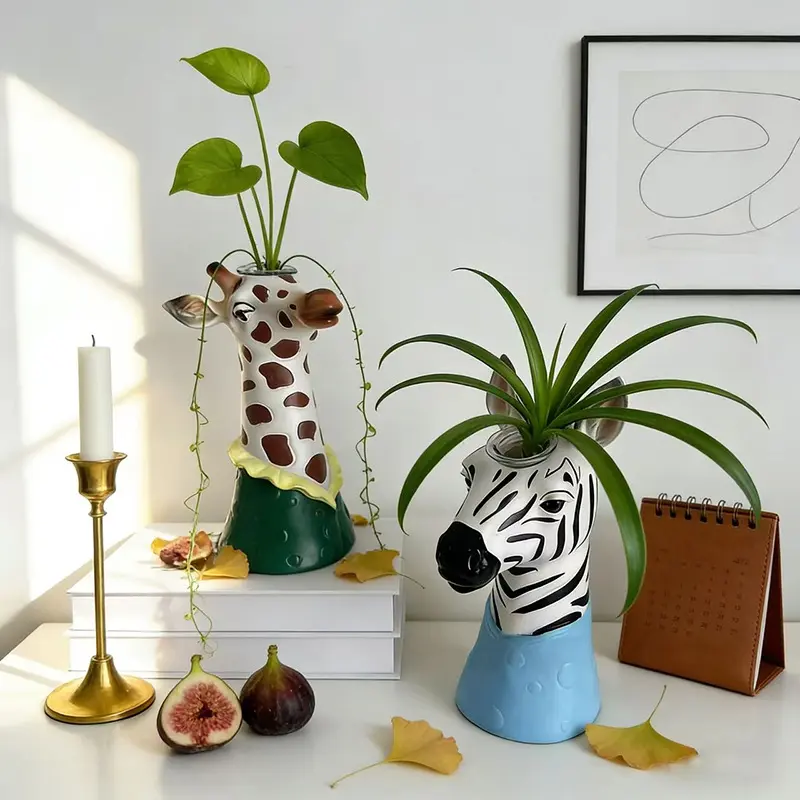 Nordic Style Zebra, Giraffe and Swan Vase - Tabletop Home Decor for Living Room, Elegant Home Supplies Vase & Filler decorative vas planter pot flower arrangement