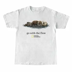 [SALE UP TO 66%] Otter Go With The Flow Vintage Graphic Tee, Cute Sea Otter T-Shirt, Nature Inspired Animal Lover Shirt, Unisex Cotton Casual Streetwear Gift