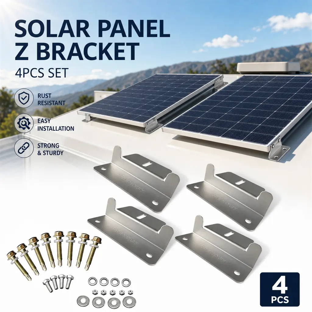 4 Sets Durable Aluminum Solar Panel Mounting Z Brackets - Sturdy Aluminum Alloy Brackets, Lightweight, Corrosion-Free for RV, Off-Grid Roof - Easy DIY Installation (Home Supplies Hooks & Shelves), Aluminum Alloy Bracket, Sturdy Bracket
