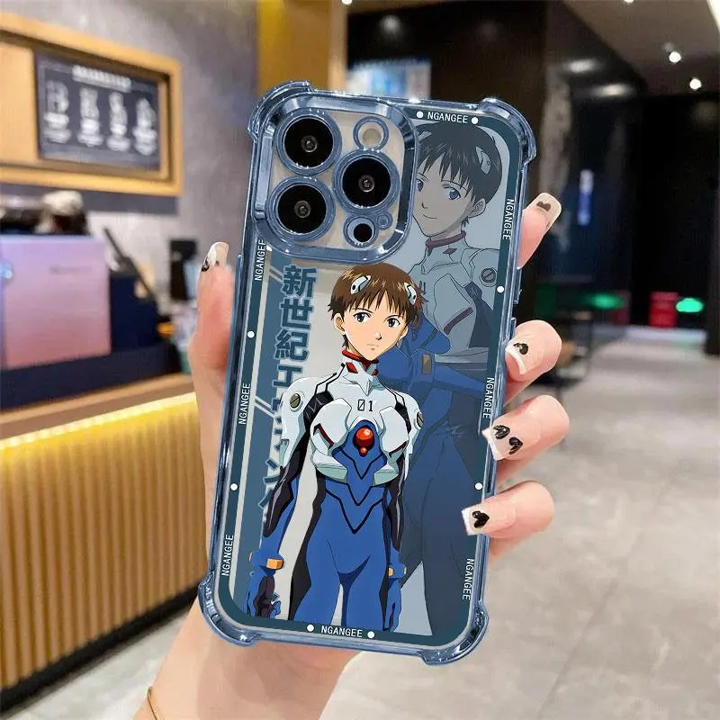 Neon Genesis Evangelion Electroplated Corner Shockproof Phone Case - EVA Unit 00/01/02 Anime Art Cover, HD Printing, Fade-Resistant Transparent Casing, for iPhone 17 Pro Max/16 Pro/15 Plus/14/13/12/11 Pro Plus Max Mobile Phone Accessories #YGSJDXSJ1, Smar