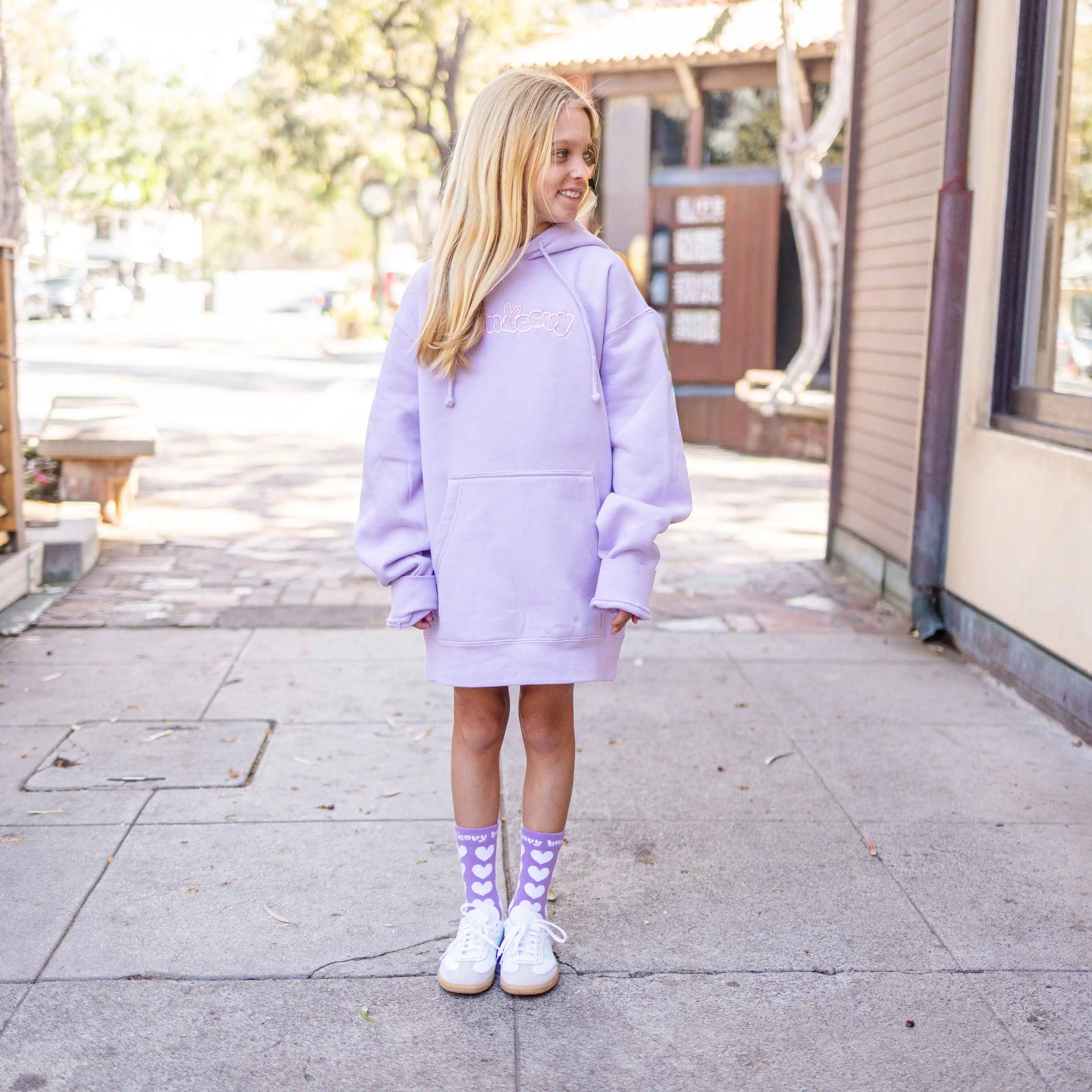 Cotton Pastel Hoodie with Kangaroo Pocket in Light Lavender