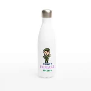 US Female Veterans | Stainless Steel Water Bottle | Light Skinned Woman