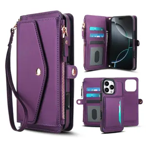 2025 new crossbody lanyard wallet phone case, crafted with leather and a detachable design, fits all models of Apple, Samsung and Google. It comes with wireless charging capability, plus handy features like a stand, wallet and card holder—all in one.​
