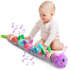 Newborn Baby Girl Gift Toys ,Infant Tummy Time Toys,Musical Stuffed Animal with Multi-Sensory Crinkle, Rattle and Textures,Baby Boy Girl Gifts,Purple ,White Caterpillar