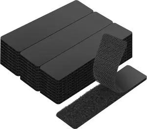 20 Sets Double Sided Tape Heavy Duty Black Hook and Loop Tape, 1x4Inch Adhesive Strips  Secure Mounting for Rug Poster Industrial Mirror  Couch Cushion Wall, Indoor & Outdoor Use