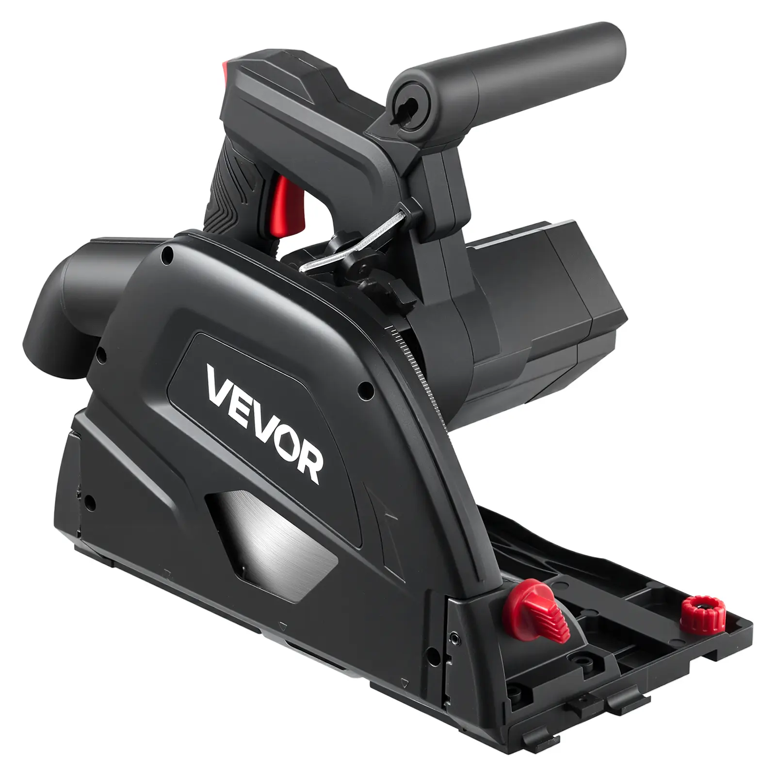 【summerfinds】VEVOR Track Saw, 6-1/2-Inch, Plunge-Cut Circular Saw Kit, Tracksaw with 48-Tooth Carbide-Tipped Blade, 0-45° Angle Adjustment, 2.16 in Cutting Depth, for Wood, Plastic, Guide Rail Not Included, Black, Wood Cutting Machine, Carbide Saw Blad
