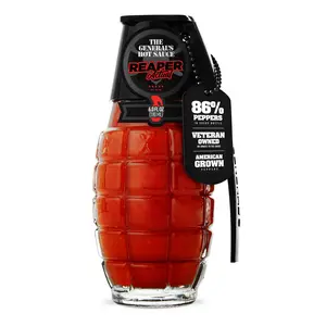 The General's Hot Sauce Reaper Actual 6oz Fiery Carolina Reapers Cayennes & Chipotle Seasoning Gourmet Sauce American Grown All Natural Flavor Spicy Sauce 86% Peppers Vegan Gluten Free Veteran Owned