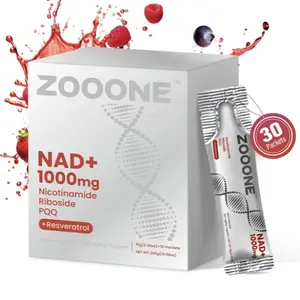 ZOOONE NAD+ 1000mg Berry Flavor Drink Mix with Resveratrol CoQ10 D-Ribose PQQ for Skin Aging Support Energy & Focus 30 Pack