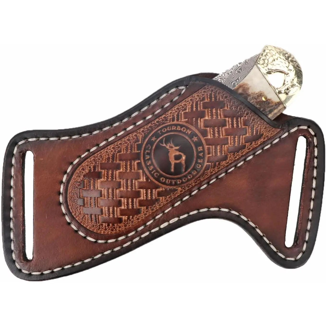 Leather Knife Sheath for Belt, Folding Pocket Knife Holder EDC Tool Holster for Outdoor Carry