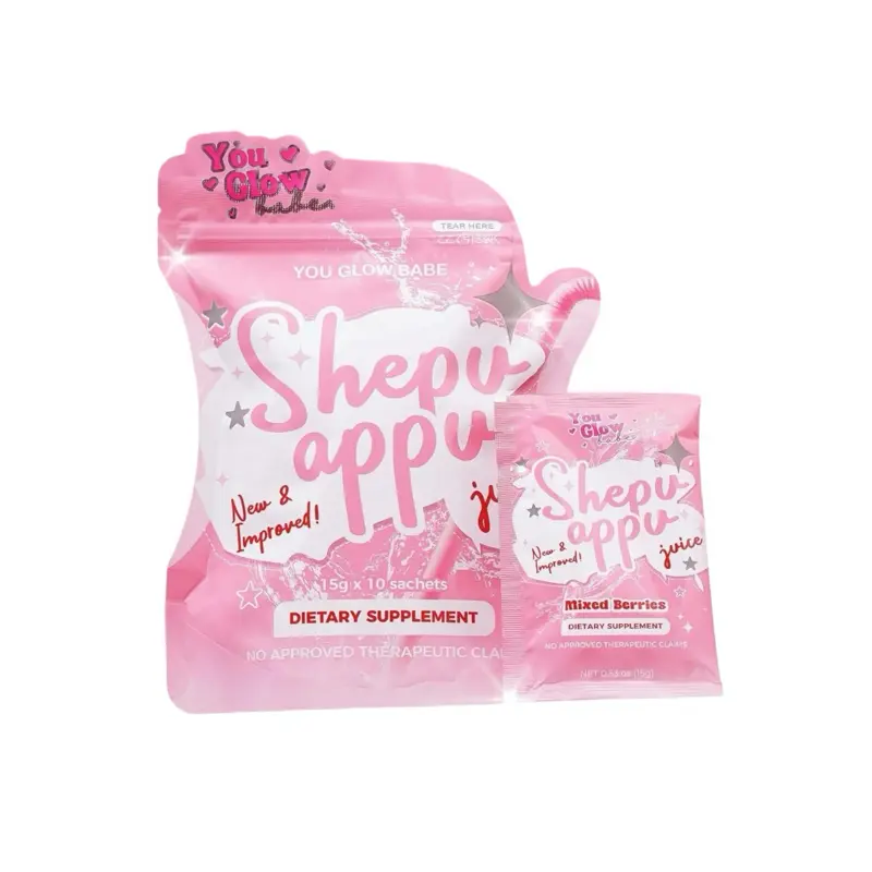NEW PACKAGING YOU GLOW BABE Shepu Appu Juice Dietary Supplement – Mixed Berries | L-Carnitine, Glutathione, Probiotics & Vitamin C Drink Mix | 15g x 10 Sachets