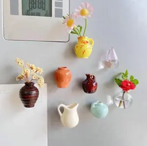 Creative Mini Ceramic Vase DesignDecorating Magnet,8pcs/setRefrigerator Magnet, DlY Fridge Magnet forFlower, Home & Office lnterior Decoration.Summer for Gift