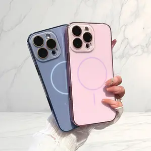 rystal lens AG frostedC magnetic phone case suitable for iPhone 17/16/15/14/13 Pro Max Plus with high-definition lens protection and cool feel, surrounded by silicone soft edge design compatible with MagSafe charging, men's and wom, Casing