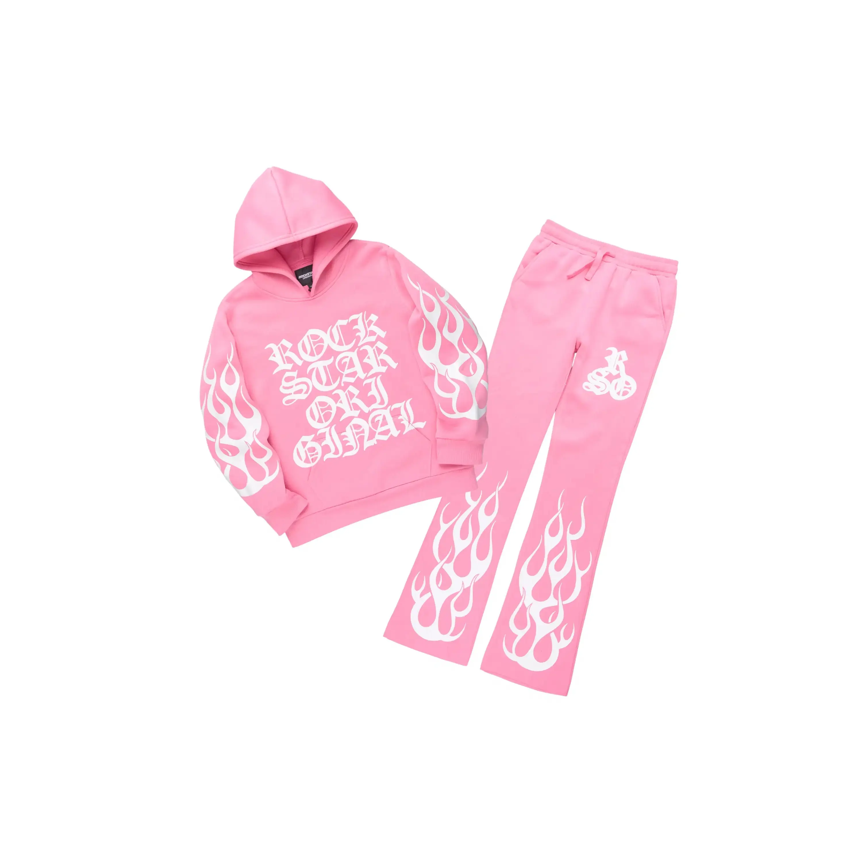 Girls Anisha Pink/White Stacked Track Set Girls Anisha Pink/White Stacked Track Set