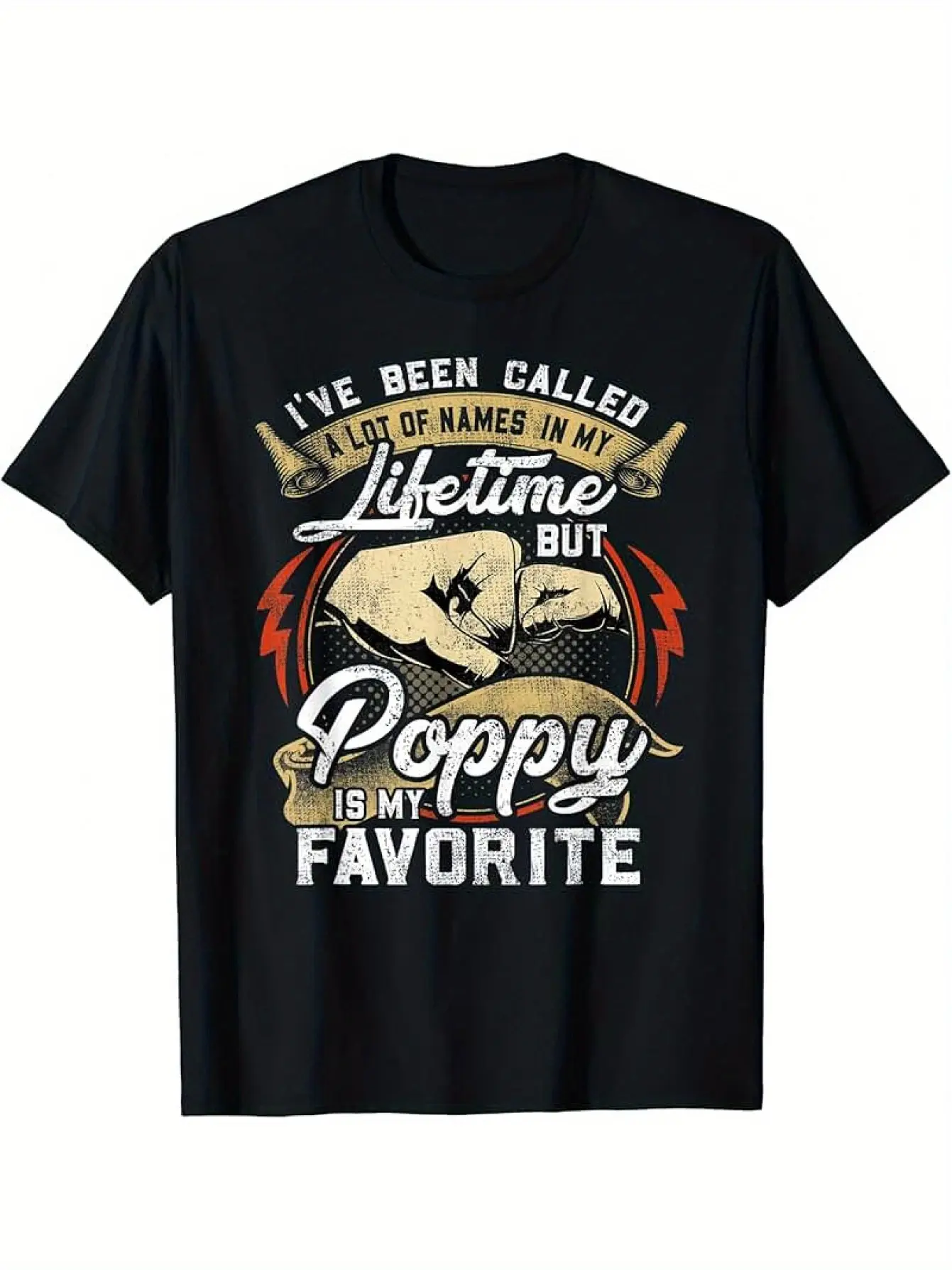 Men's "Poppy Is My Favorite" Graphic Tee, Casual Crew Neck Short Sleeve Tee, Breathable Cotton Fabric, Slight Stretch, Summer Fashion Top, Regular Fit, Summer Trendy T-Shirt
