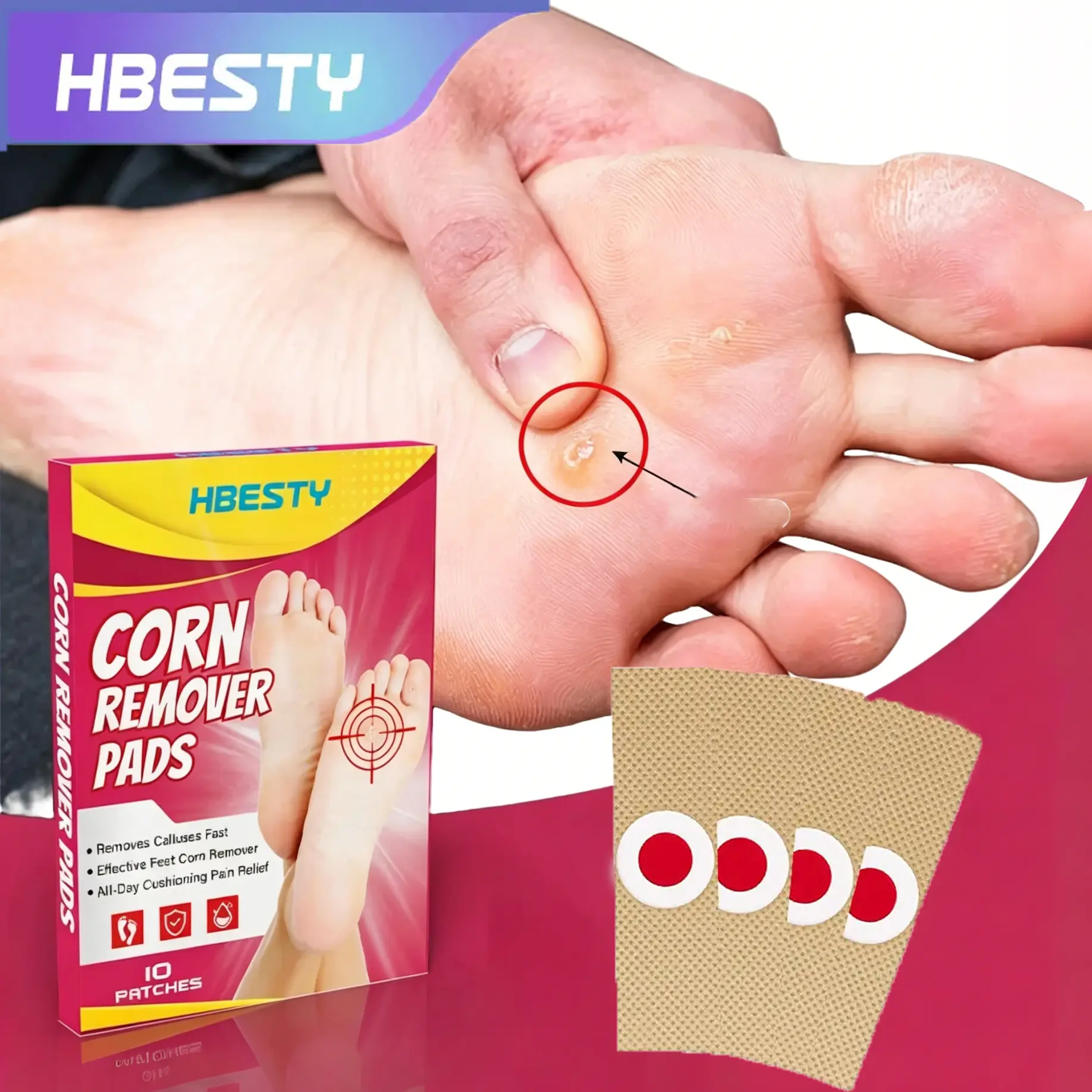 Corn Removal Patches, Fast-Acting Pads to Improve the Appearance of Corns & Rough Calluses on Feet