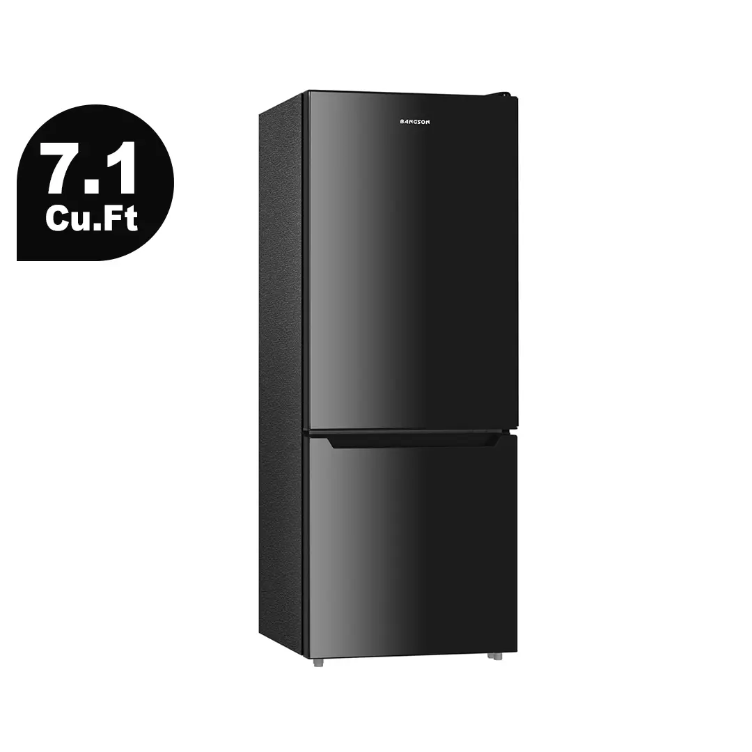 BANGSON 7.1 Cu.ft Retro Dual Door Bottom Freezer Fridge - Double-Compartment Fridge-Freezers, Energy Saver, Temperature Control, Medium Apartment Size, Adjustable Thermostat, Quiet, Built-in LED Light (Black,Silver,White,Red), Dual Door Fridge-Freezers