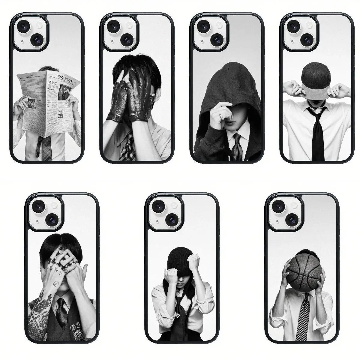 Retro-Style Smartphone Casing - "We Are Back" Glossy Glass Protective Cover, K-Pop Concert-Themed Handheld Cellphone Accessory with Vintage Black-and-White Aesthetic, Artistic Boy Band Design for ARMY (Compatible with iPhone 11-17 P)