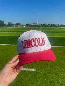 Straight Lincoln Hat | Red/Natural Pinstripe Cotton