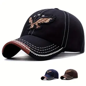 A breathable sunshade baseball cap with an eagle embroidery, suitable for outdoor sports, making it an ideal gift choice snapback baseball cap