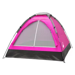 Two-person dome tent with rainfly and carry bag