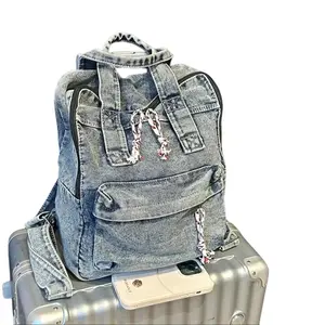 Vintage Texture Large-Capacity Denim Backpack, Western Purse for Women Travel Essentials Tote Bag Handbag Student Work Carry On Luggage Computer Bag for Daily Use, School
