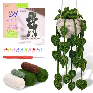 Crochet Kit for Beginners, Hanging Potted Plants Crochet Starter Kit with Step-by-step Video Tutorials, Complete Crochet Kit for Beginners, Green Grass Plants Decoration, Holiday Birthday Gift, Christmas Gift, Crochet Set, Crochet Items