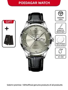 POEDAGAR Men's Fashion Waterproof Weekly Calendar Sports Watch Belt Quartz Watch Men's Watch Party Gift Preferred