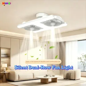New LED Ceiling Fan Light, E27 Screw Base, Adjustable Angle, Three Color Changing, Adjustable Lights, Quiet Dual Airflow, Remote Control, Home Use