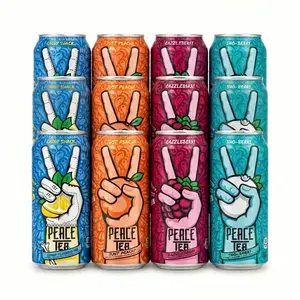 Peace Tea 16 oz 12-Pack Variety – Caddy Shack, Just Peachy, Razzleberry & Sno-Berry – Ready-to-Drink Iced Tea Beverage Assortment – Bold Fruit Flavored Tea Drinks