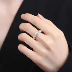3mm Rotating Openwork Ring Women Titanium Engagement Ring Cubic Zirconia Eternity Wedding Band Size 6-11.5