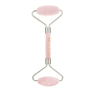 Skin Gym Rose Quartz 2D Texturized and Smooth Facial Roller Facial Massage & Skincare Support | Texturized Roller Design & Smooth Serum Application