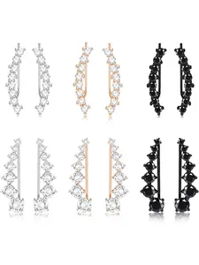 6 Pairs Ear Crawler Earrings for Women, CZ Climber Earrings, Cuff Wrap Earrings