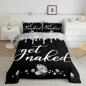 Feelyou Luxury Soft Microfiber Digital Print Comforter Set - Silver Grey Black Diamond Print, Breathable Weave, Multi-Size Bedroom Bedding Set with Decorative Pillow