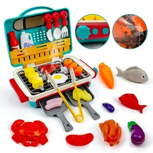 BBQ Toy for Kids Kitchen Playset Grill with Smoke Sound & Light Pretend Barbecue Cooking Game for Toddlers Boys & Girls 3-8 Indoor Play Encourages Imagination Role Play