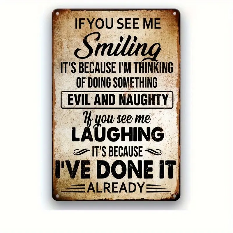 1pc, Metal Vintage lron Signs Wicked And Naughty Funny Posters lron Signs For Street Yard Mall Garage Coffee Shop Home Bar Club Kitchen Restaurant Laundry Man Cave Bathroom Bedroom Farm Garden Farmhouse Outdoor Wall Decor Posters (8''x12''/ 30cm* 20cm)