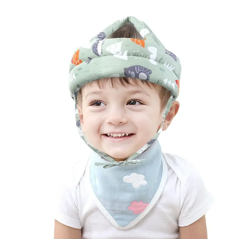 Baby Head Protector Helmet - Polyester, Breathable Ultra-Light Unisex Wear for Infants/Toddlers, 360-Degree Coverage, Shock-Absorbing Soft Cushion, Adjustable Size, Cute Cartoon Characters Print, Bump-Proof Daily Baby Hat Accessory for Crawling & Walking