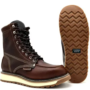Fuerbo 955 Moc Toe Work Boot 8-Inch – Goodyear Welt, Dual Density Sole, Slip/Oil Resistant, Full Grain Leather, Resoleable, (Composite Toe Available)