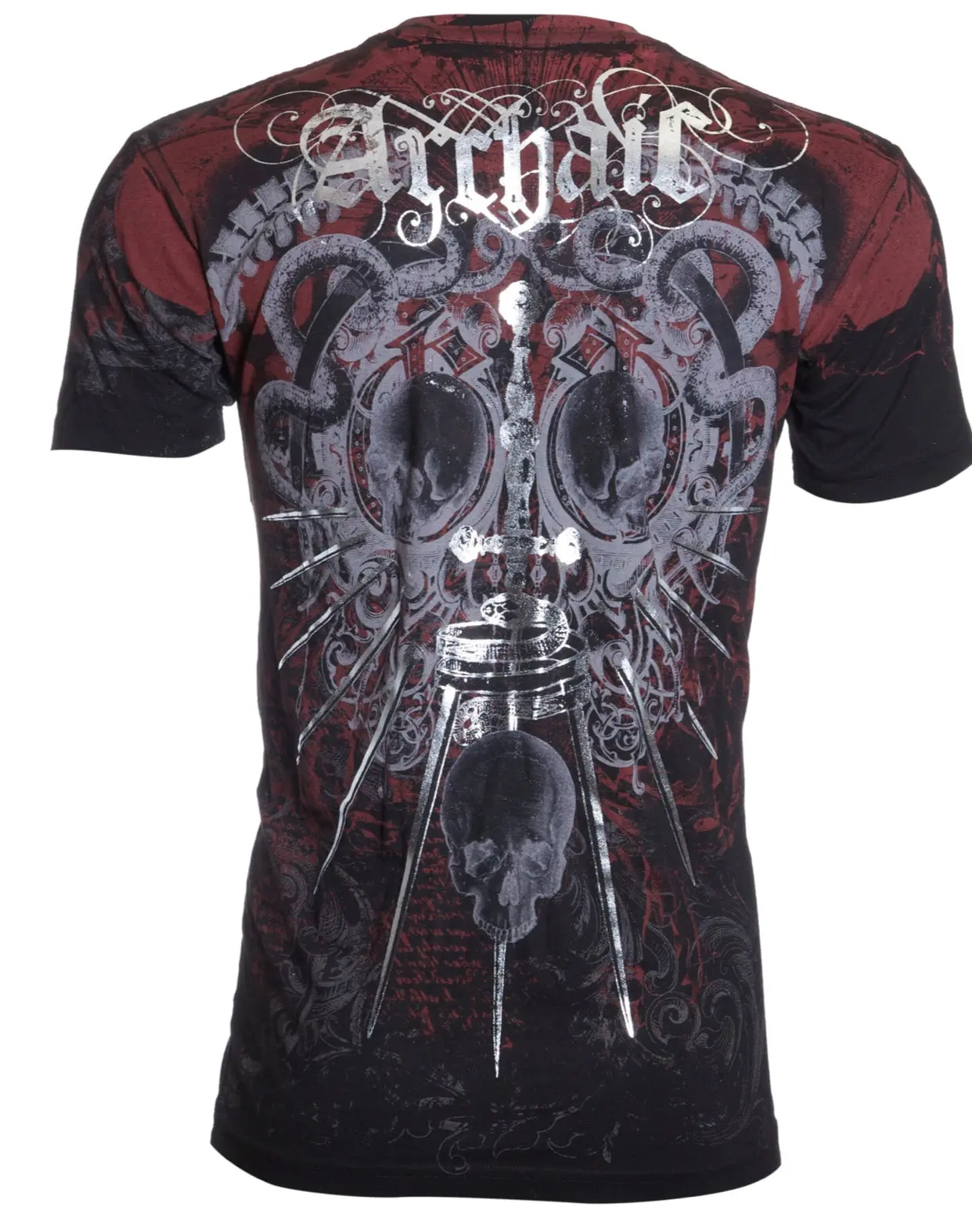 ARCHAIC Men's Short-Sleeve Crewneck T-Shirt, 100% Cotton Casual Streetwear with Graphic Print on Front and Back, Made in USA, Tee