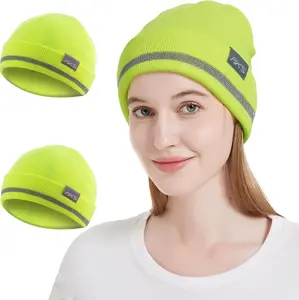 ProtectX High Visibility Safety Beanies 360-Degree Reflective Knit Beanie Headcover Hat Warming Cap for Work with Enhanced Safety Reflectors