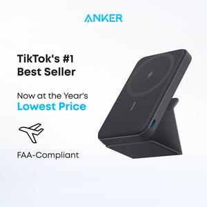 【Magnetic Power Bank】Anker 5,000mAh Magnetic Power Bank, Wireless Portable Charger with Foldable Stand & Side USB-C Port, Battery Pack for iPhone 17/16/15/14/13#DealsForYouDays