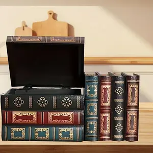Retro Style Wooden Imitation Book Storage Box, Stackable Decorative Organizer with Lid, Ideal for Office Organization, Durable Storage Organizer, Stackable Home Organizer
