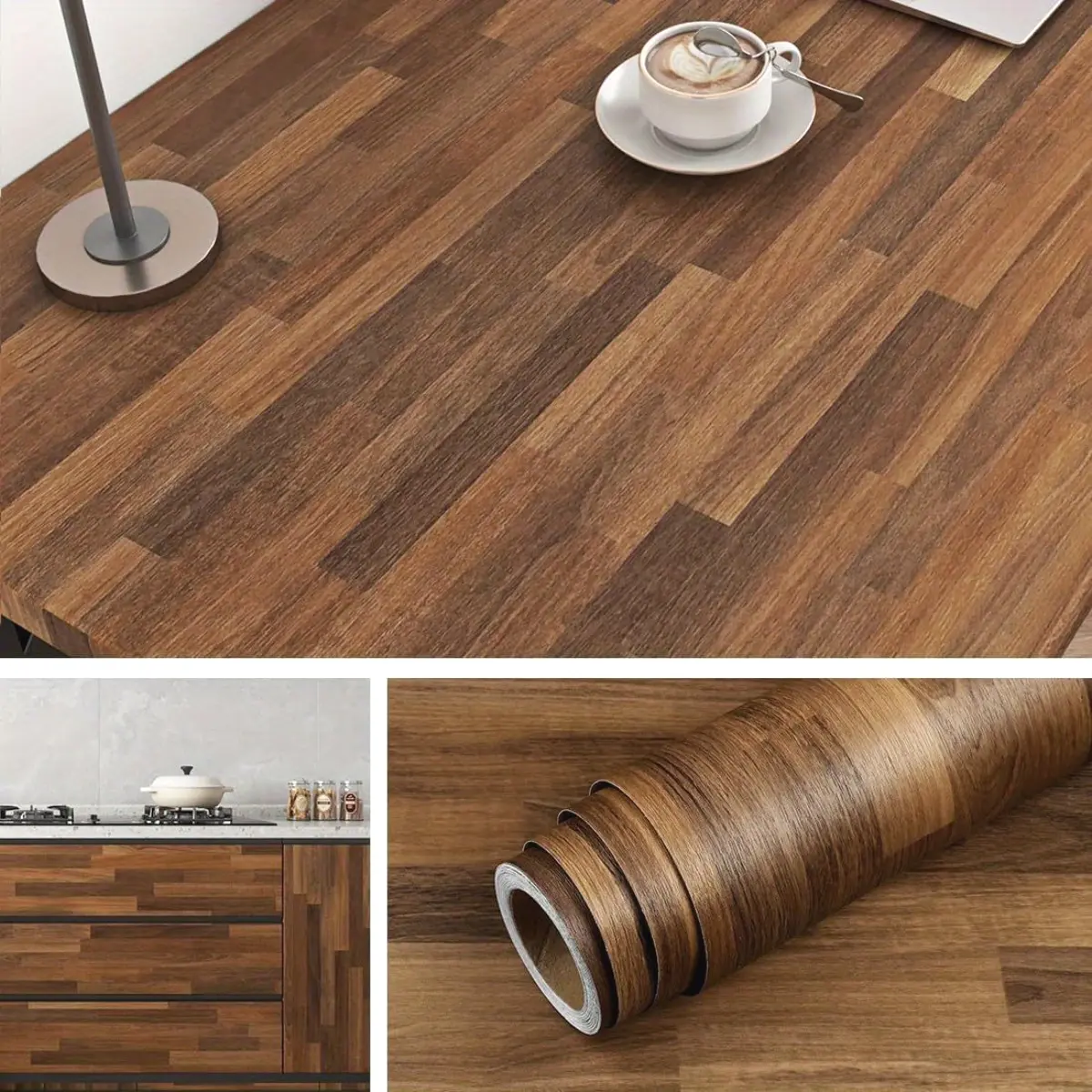 Realistic Wood Grain Peel-N-Stick Wallpaper, Waterproof Self-Adhesive Vinyl Wrap, Home Decor Contact Paper with Self-Stick Wall Stickers for Kitchen Countertops, Bedroom Renovation