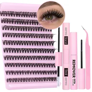 Natural Eyelash Extensions Kit, 200pcs Mixed Length Individual False Eyelashes, Self Grafting Curl Eyelashes, Accessories, Lash Clusters Kit Lashes Eyelashes Clusters, Volumized False Eyelashes Cosmetic, Volume Individual Lashes, DIY Dramatic Lashes