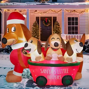 Christmas Puppy Inflatable with Built-in LEDs, Self-Inflatable for Dachshund Blow Up Yard Decoration Xmas Party Indoor, Outdoor Yard Garden, Lawn Winter Décor