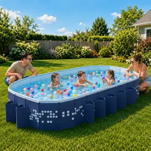 Mandla 10ft Foldable Garden Tub, Non-Inflatable AboveGround Swimming Pool, Rectangular Outdoor Backyard Poolfor Family Summer