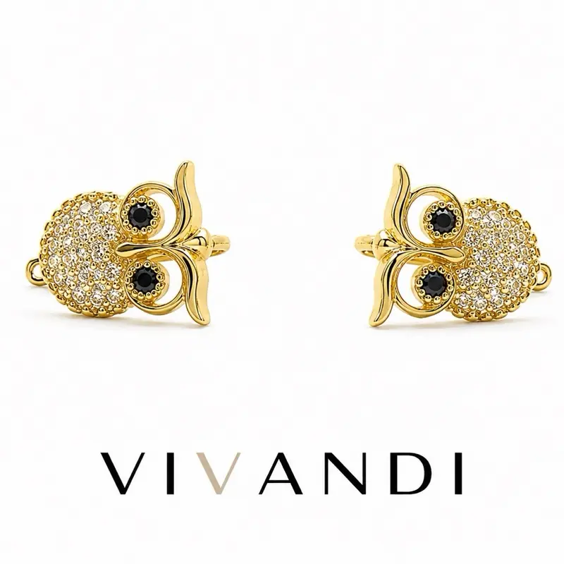 Vivandi Sparkling Owl Hoop Earrings