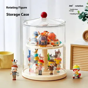 Blind Box Storage Display Box Rotating Display Box Bubble Mart Storage Box Transparent Dustproof Figurine Toy Rotating, Container