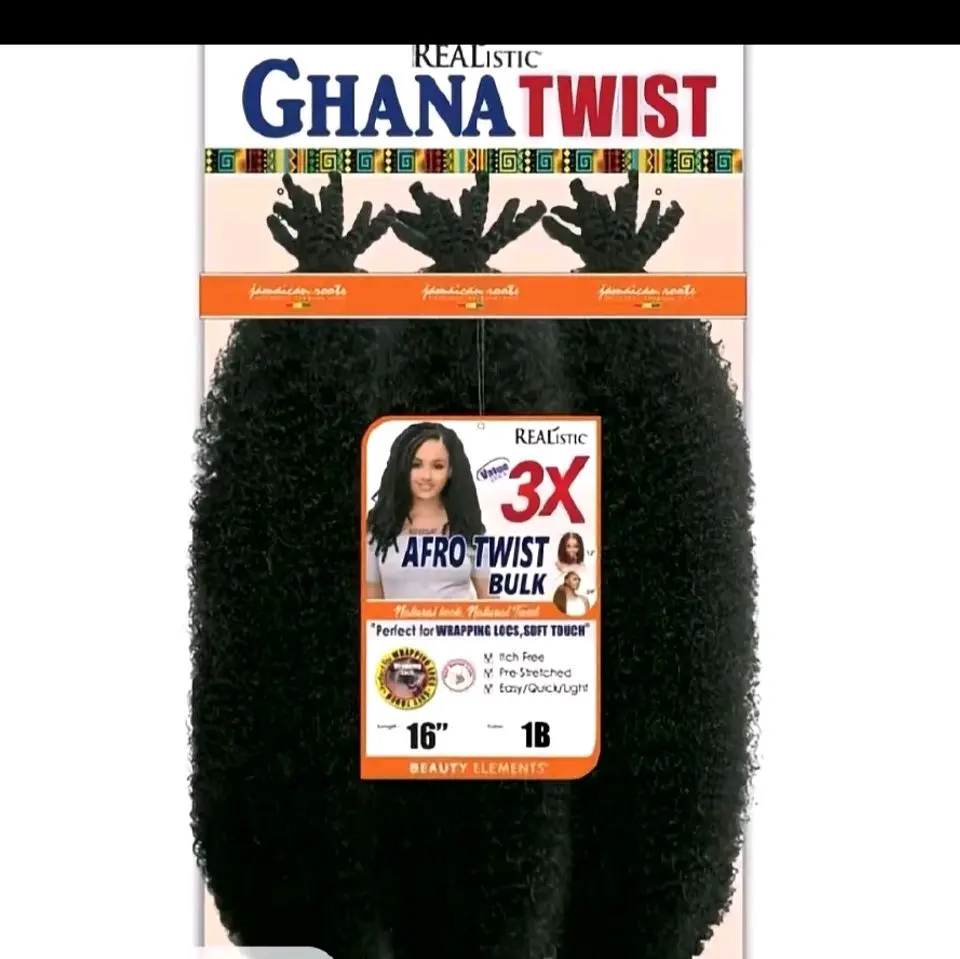Women's 3x 16 inch Heat-Resistant Synthetic Hair Extensions, Ghana Twist Afro Curl, Afro Kinky Hair Braids for Casual Wear, Natural Look, Bra, Synthetic Extensions & Pieces, Synthetic Fibre