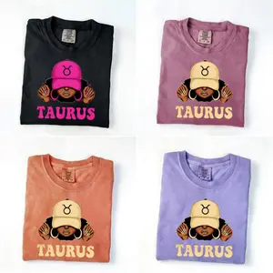 Comfort Colors All 12 Zodiac Zodiac VibesT-Shirt – Mixed Texture Hat Graphic, Complete Horoscope Collection with Bold Patterned Text, Unisex Astrology Gift for Men & Women